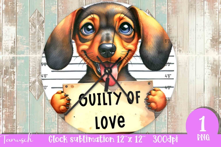 funny mugshot dog in prison Wall Clock sublimation design