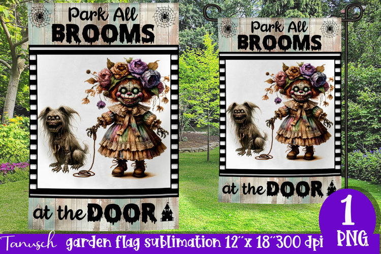 vintage Creepy sublimation Halloween Garden Flag PNG