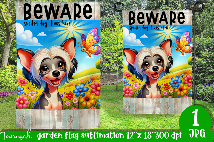 Beware dog Garden Flag Sublimation