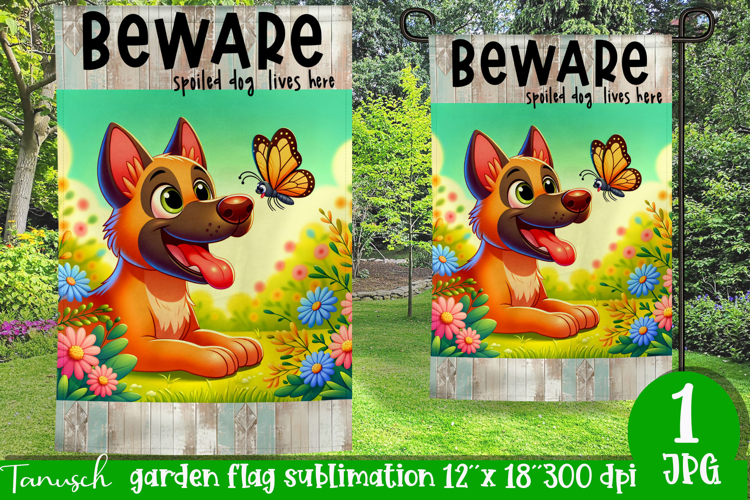 Beware dog Garden Flag Sublimation