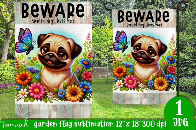 Beware dog Garden Flag Sublimation