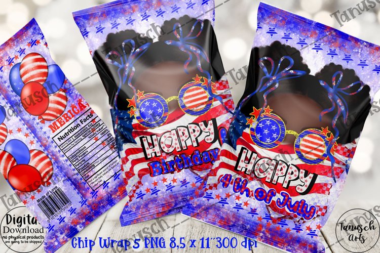 Patriotic Chip Bag Sublimation afro puffs Bundle 4 designs example image 1