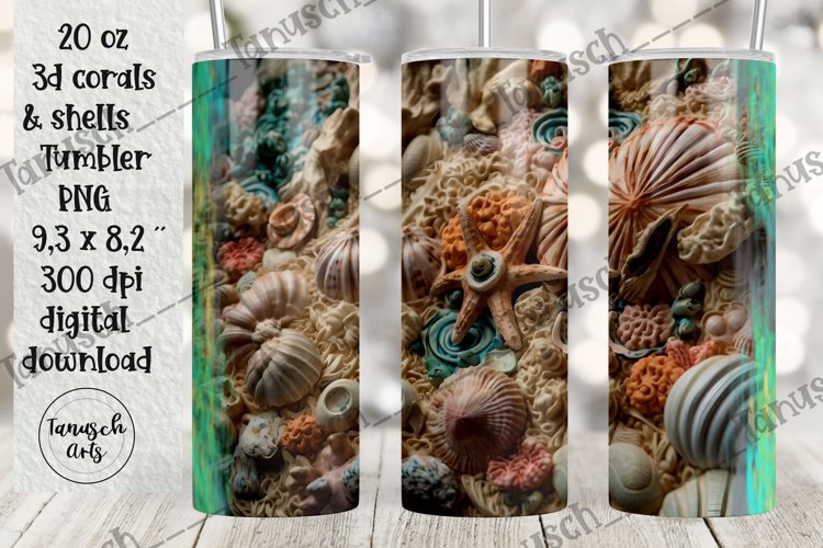 3d corals & sea shells plaster 20oz tumbler (2623790)