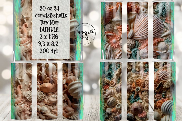 3d corals & sea shells plaster 20oz tumbler (2623795)