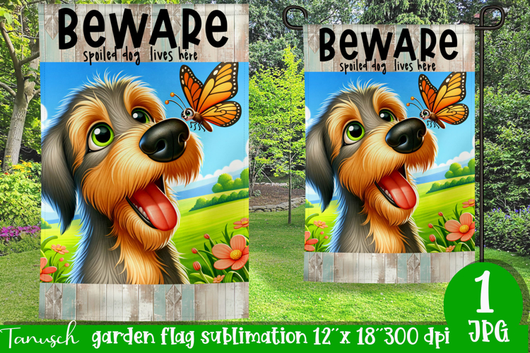 Beware dog Garden Flag Sublimation