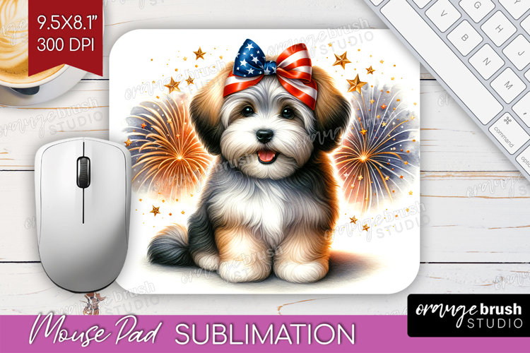 Havanese Dog Mouse Pad Sublimation Patriotic Dog Mousepad