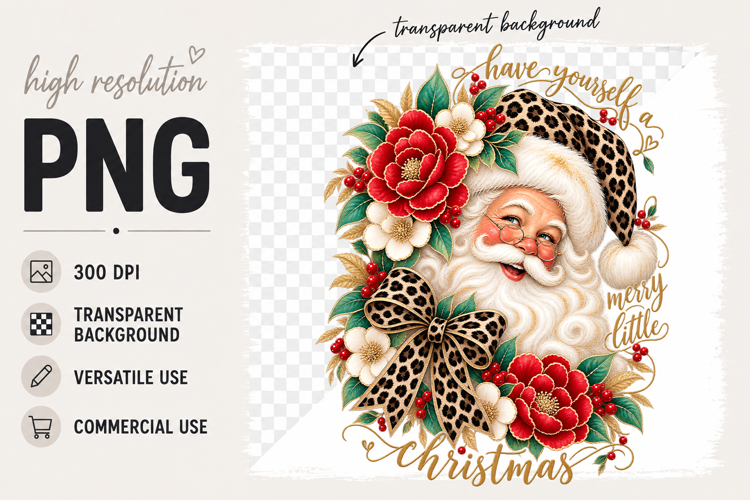 Santa png, Leopard Christmas Sublimation Design png