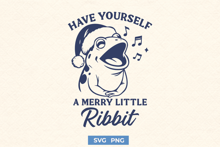 Funny Christmas Frog SVG | Merry Little Ribbit PNG Design