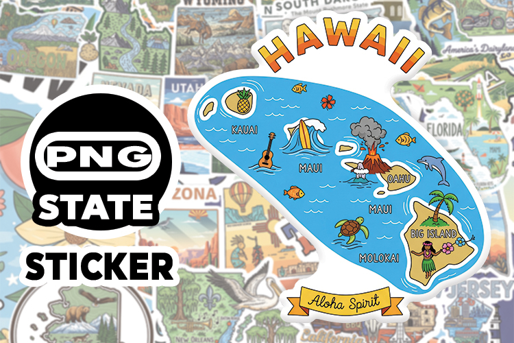 Hawaii Sticker PNG SVG | State Outline Decal File |