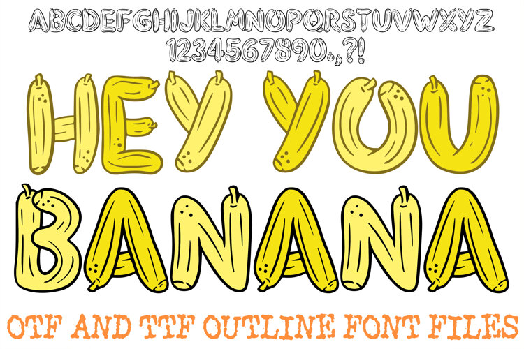 Hay You Banana ABC Font Typeface Fruit Alphabet SVG PNG Illustration by Squeeb Creative 1 
