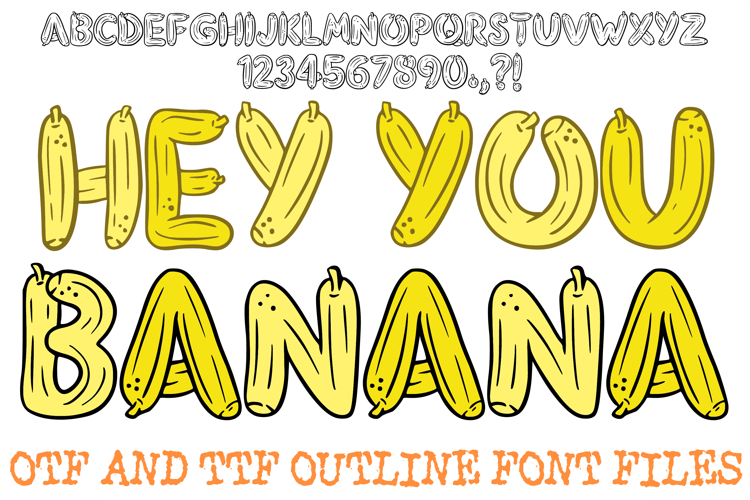 Hay You Banana ABC Font Typeface Fruit Alphabet SVG PNG