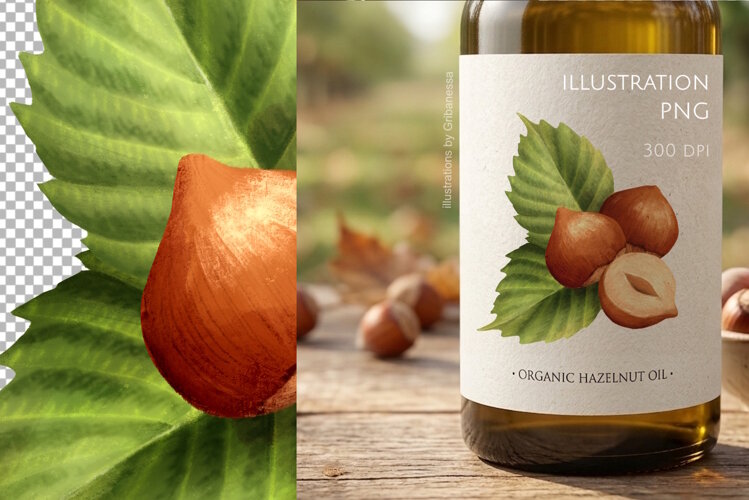 Hazelnut illustration PNG example image 1