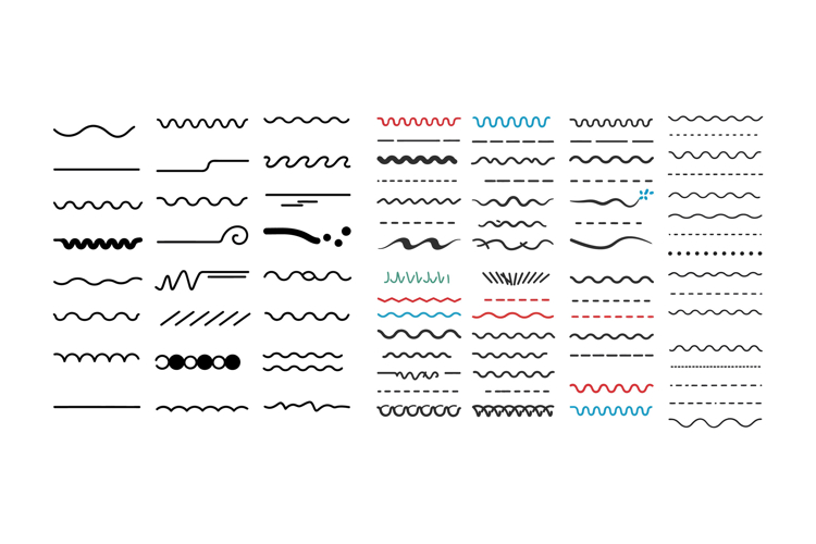 Diverse collection of decorative lines in various styles and