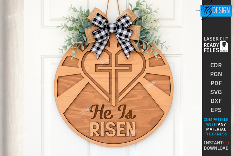 Christian Wall Sign Laser Cut | Door Hanger | He Is Risen
