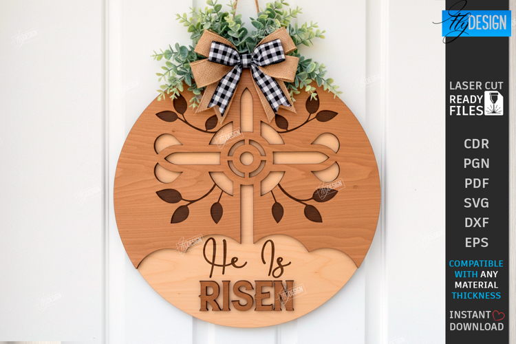 Christian Wall Sign Laser Cut | Door Hanger | He Is Risen