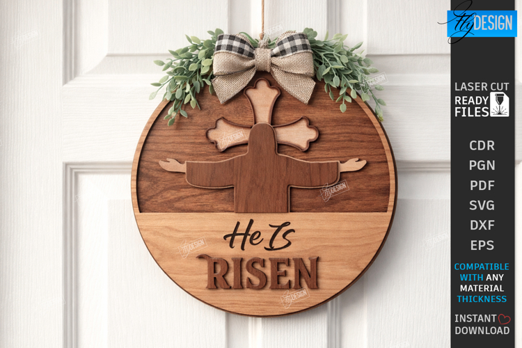 Christian Wall Sign Laser Cut | Door Hanger | He Is Risen