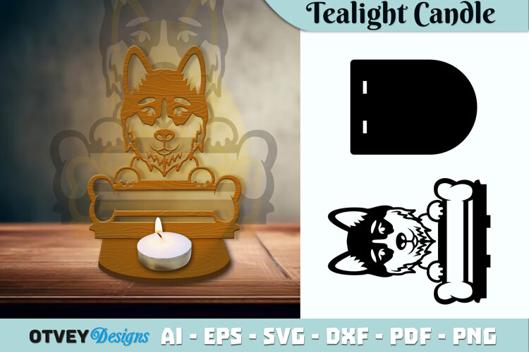 Head Dog Animals Tealight Candle Holder Lasercut example image 1