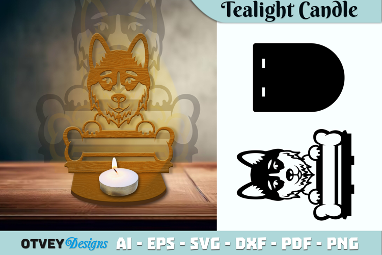 Head Dog Animals Tealight Candle Holder Lasercut