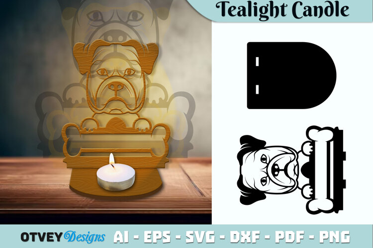 Head Dog Animals Tealight Candle Holder Lasercut example image 1