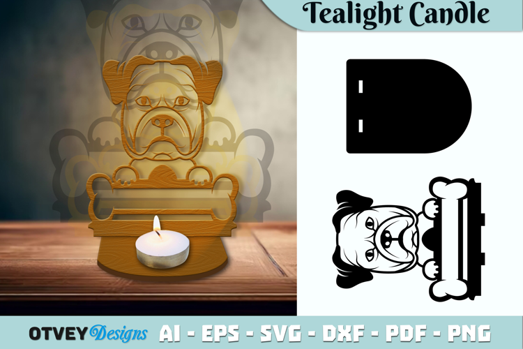 Head Dog Animals Tealight Candle Holder Lasercut