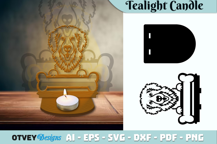 Head Dog Animals Tealight Candle Holder Lasercut