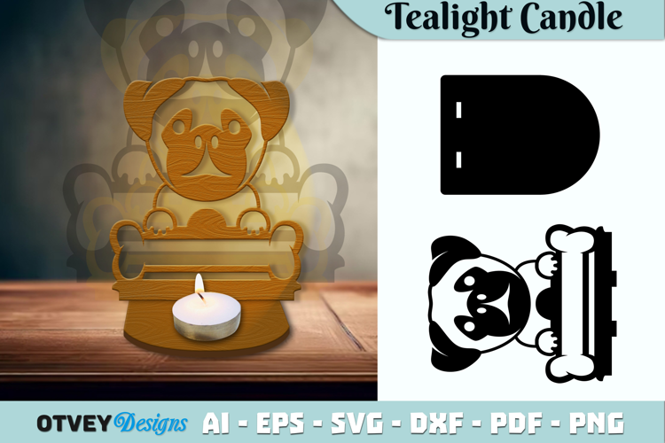 Head Dog Animals Tealight Candle Holder Lasercut