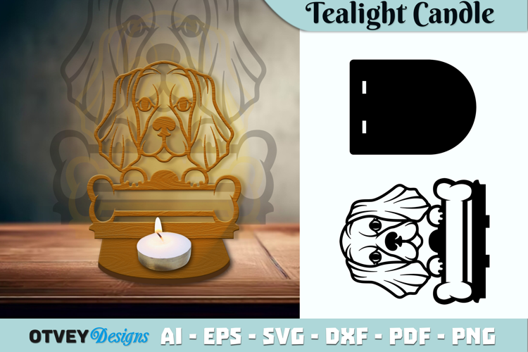 Head Dog Animals Tealight Candle Holder Lasercut