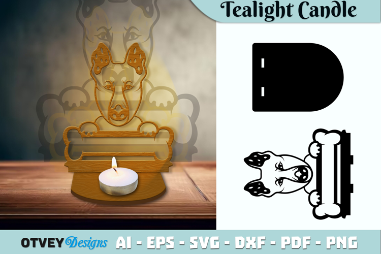 Head Dog Animals Tealight Candle Holder Lasercut