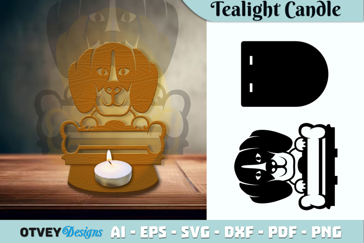 Head Dog Animals Tealight Candle Holder Lasercut