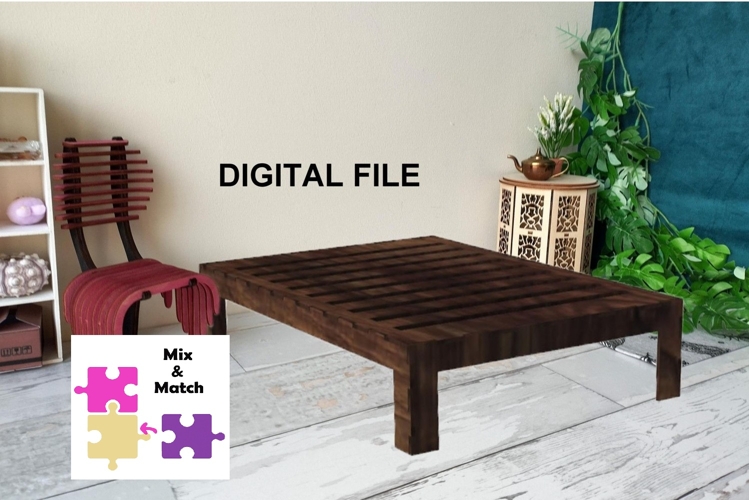 Miniature basic frame bed base digital file, dollhouse