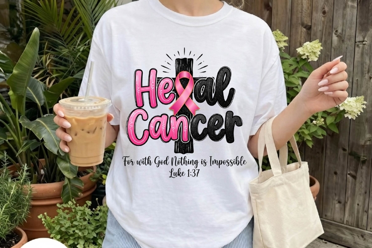 Heal Cancer Christian Faith Pink Ribbon PNG example image 1
