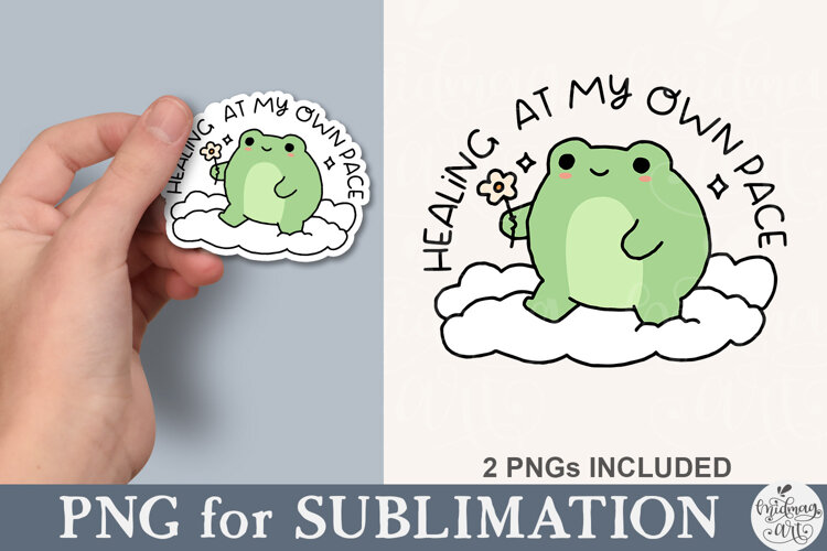 Healing At My Own Pace Frog PNG example image 1