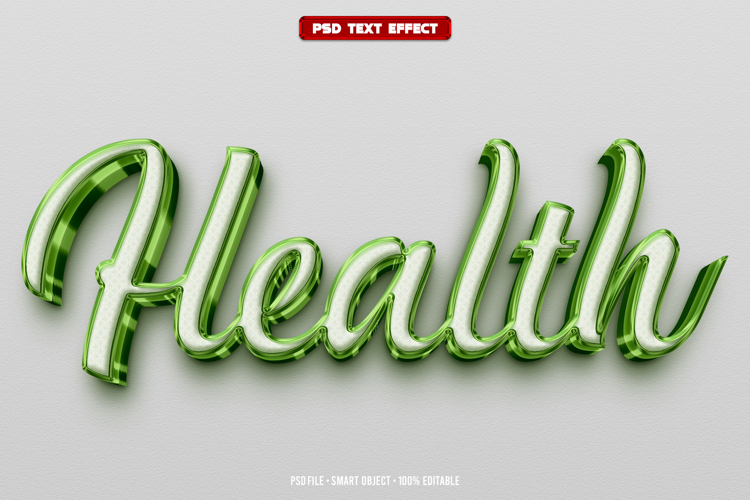 Health 3D editable text effect