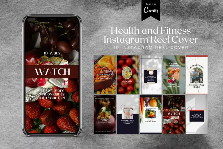 Health and Fitness Instagram Reel Cover Canva Template