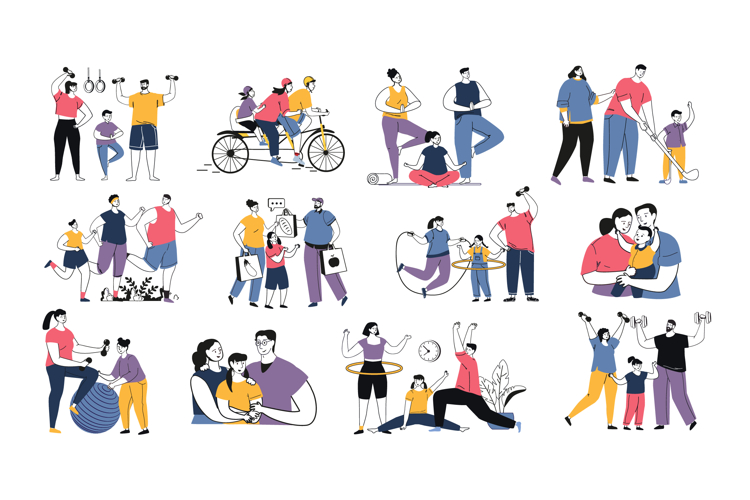 Healthy Family Lifestyle Vector illustrations