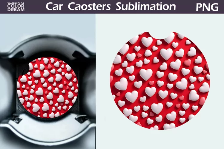 Heart Car Coaster | 3D Heart Coaster | Car Coaster
