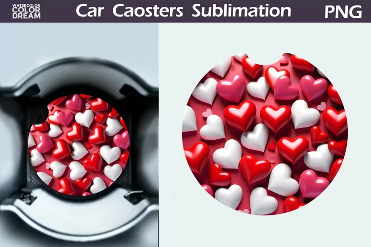 Heart Car Coaster | 3D Heart Coaster | Car Coaster