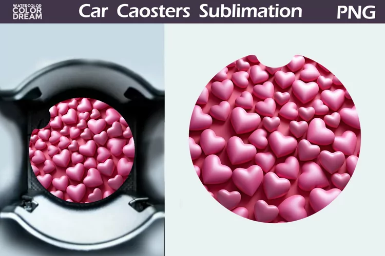 Heart Car Coaster | 3D Heart Coaster | Car Coaster