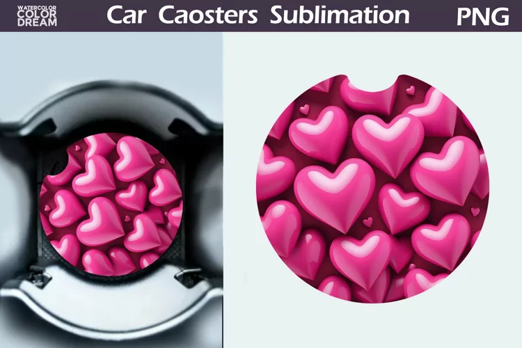 Heart Car Coaster | 3D Heart Coaster | Car Coaster