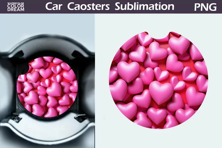 Heart Car Coaster | 3D Heart Coaster | Car Coaster