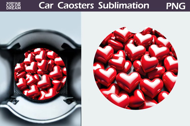 Heart Car Coaster | 3D Heart Coaster | Car Coaster example image 1