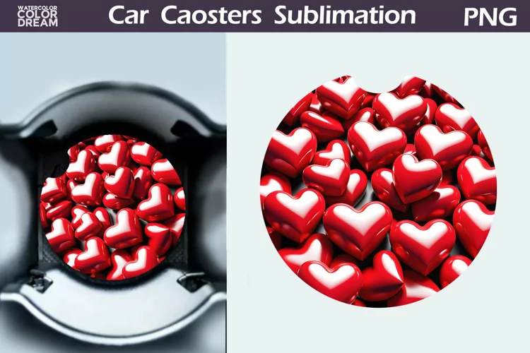 Heart Car Coaster | 3D Heart Coaster | Car Coaster