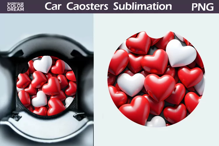 Heart Car Coaster | 3D Heart Coaster | Car Coaster