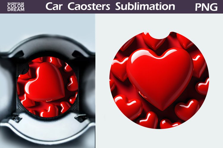 Heart Car Coaster | 3D Heart Coaster | Car Coaster example image 1