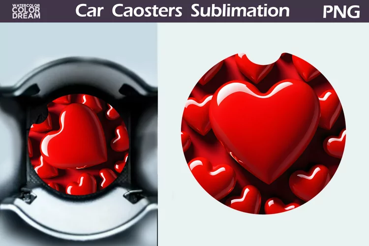 Heart Car Coaster | 3D Heart Coaster | Car Coaster