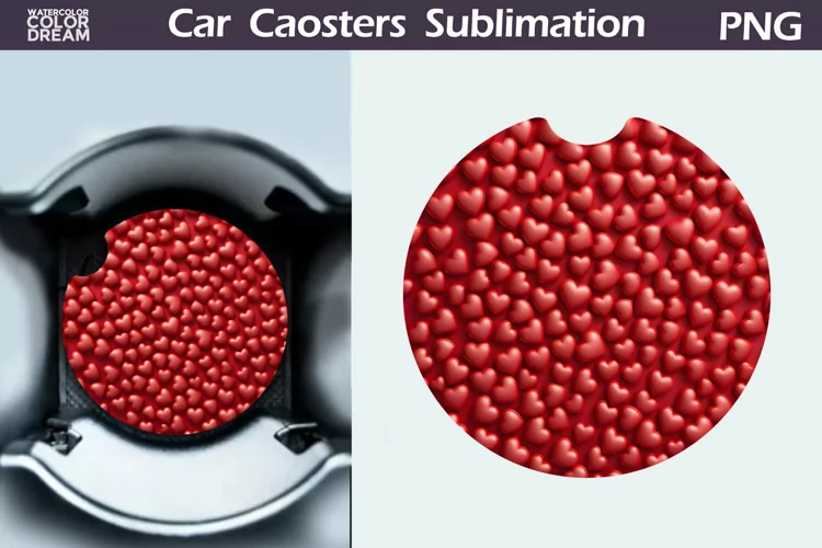 Heart Car Coaster | 3D Heart Coaster | Car Coaster