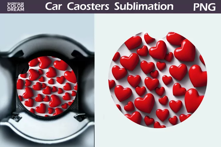 Heart Car Coaster | 3D Heart Coaster | Car Coaster