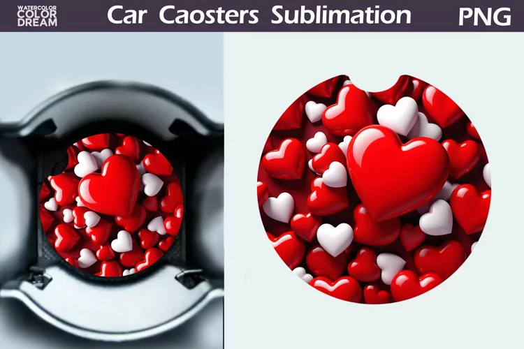 Heart Car Coaster | 3D Heart Coaster | Car Coaster