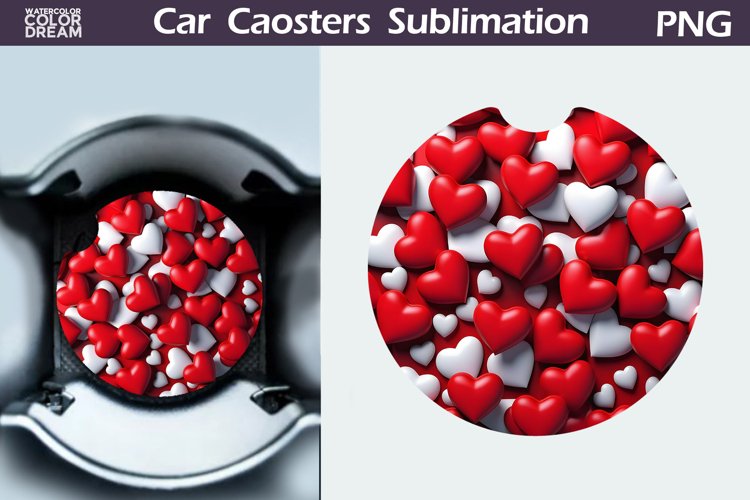 Heart Car Coaster | 3D Heart Coaster | Car Coaster example image 1