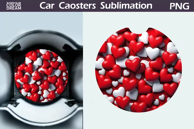 Heart Car Coaster | 3D Heart Coaster | Car Coaster